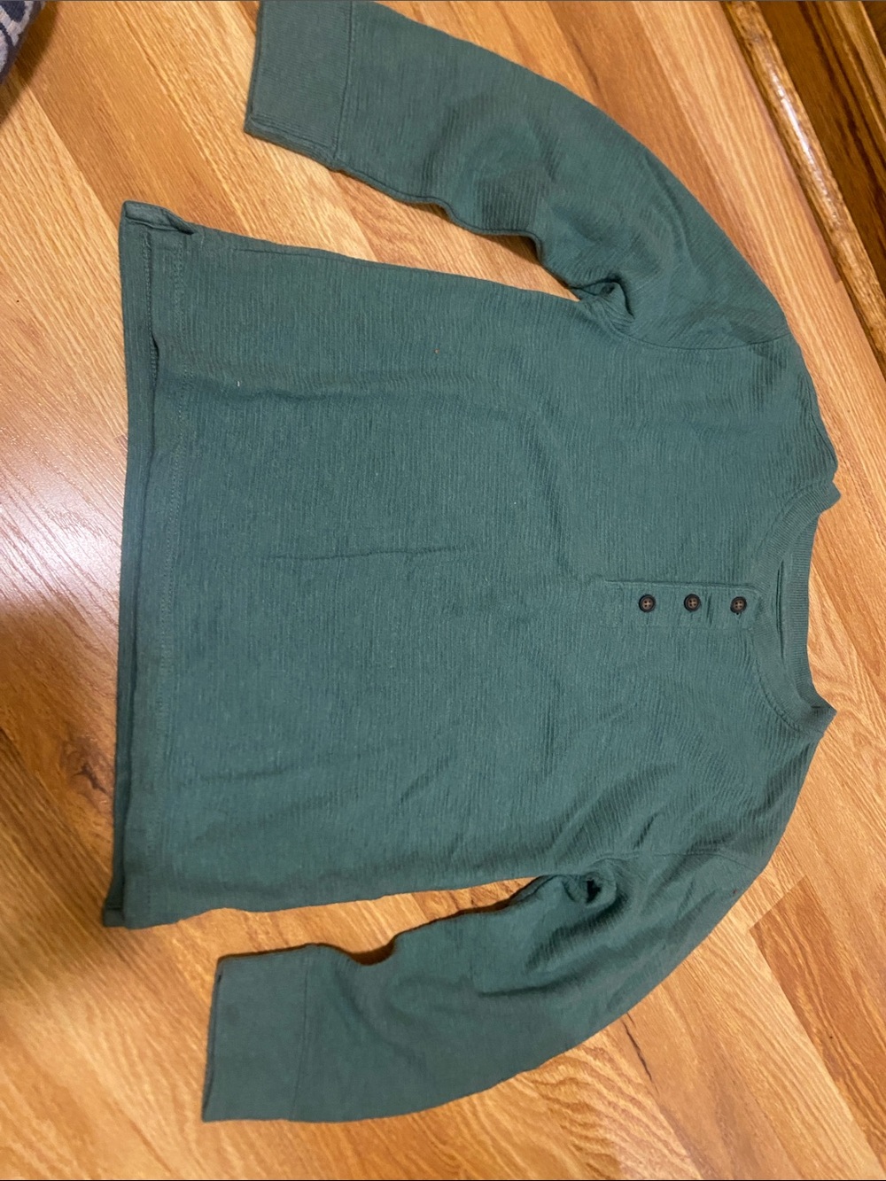 Cat & Jack Dark Green Long Sleeve Henley Tee